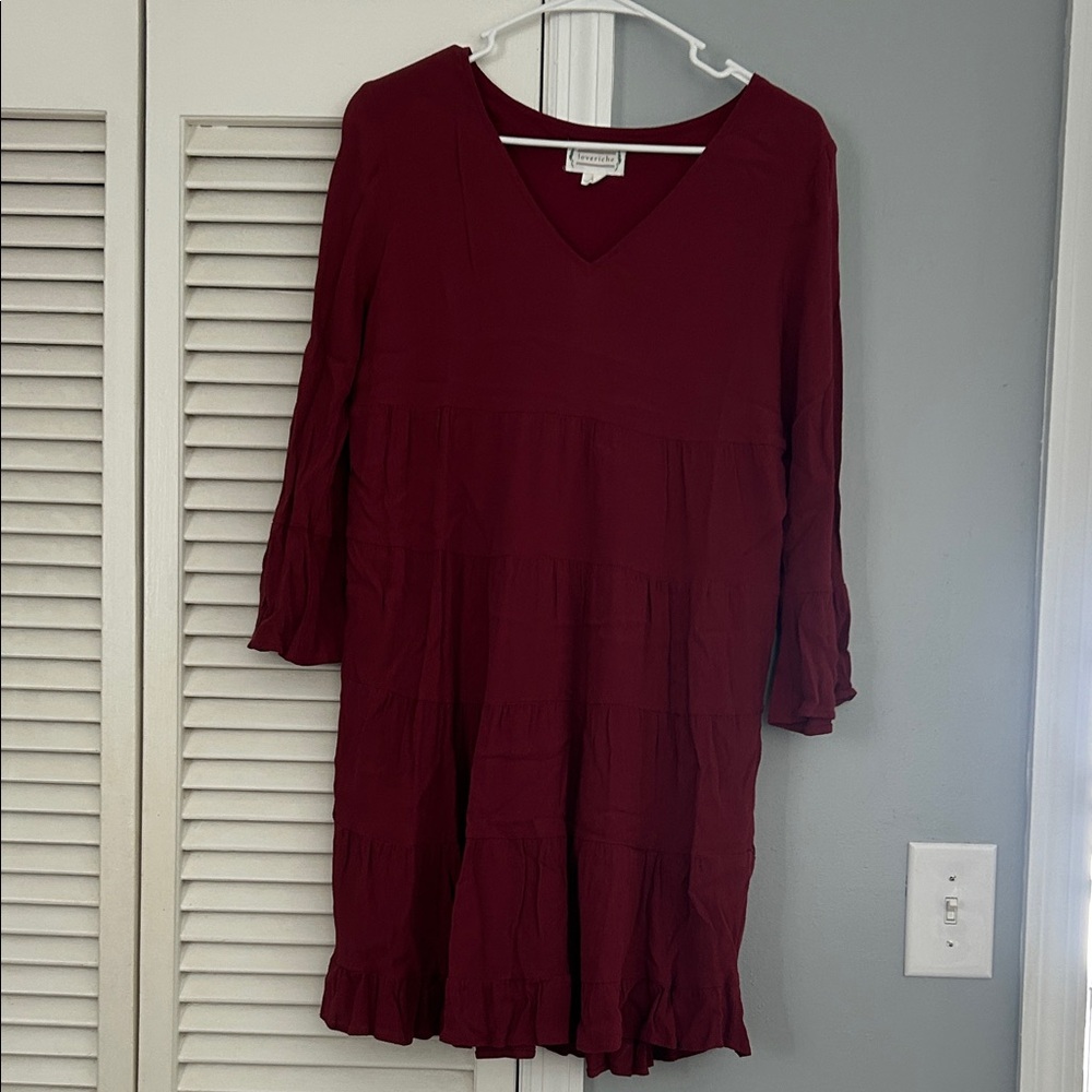 Burgundy Ruffle Dress